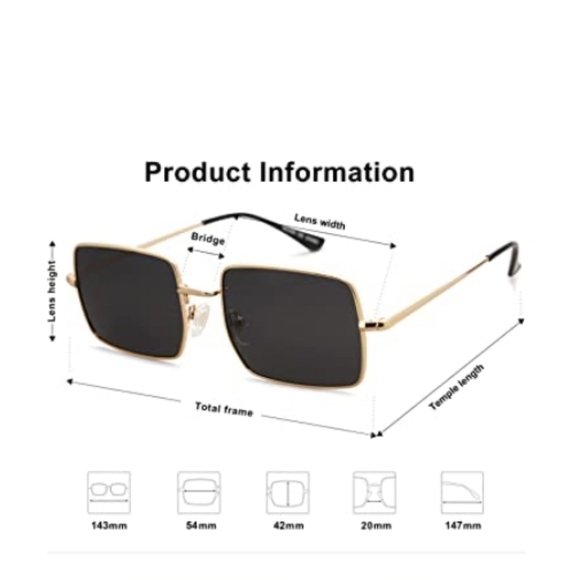 New Rectangle Polygon Polarized Black Sunglasses for Women Men Retro Classic main image 3